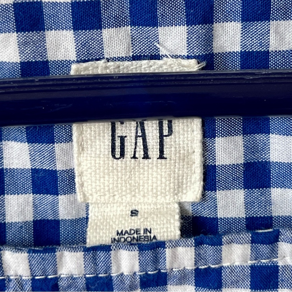 GAP Lightweight Preppy Cotton Gingham Ruched Sleeve Blouse—SZ. Small - Picture 7 of 12